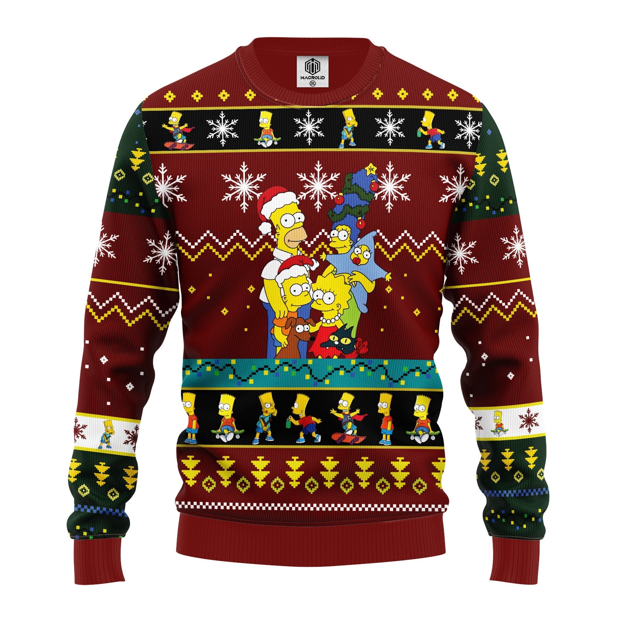 simpson-family-ugly-christmas-sweater-red-brown-1-amazing-gift-idea-thanksgiving-gift-ghmpy